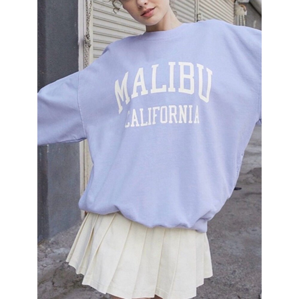 John Galt Brandy Melville Malibu California Lilac Graphic Sweatshirt OS